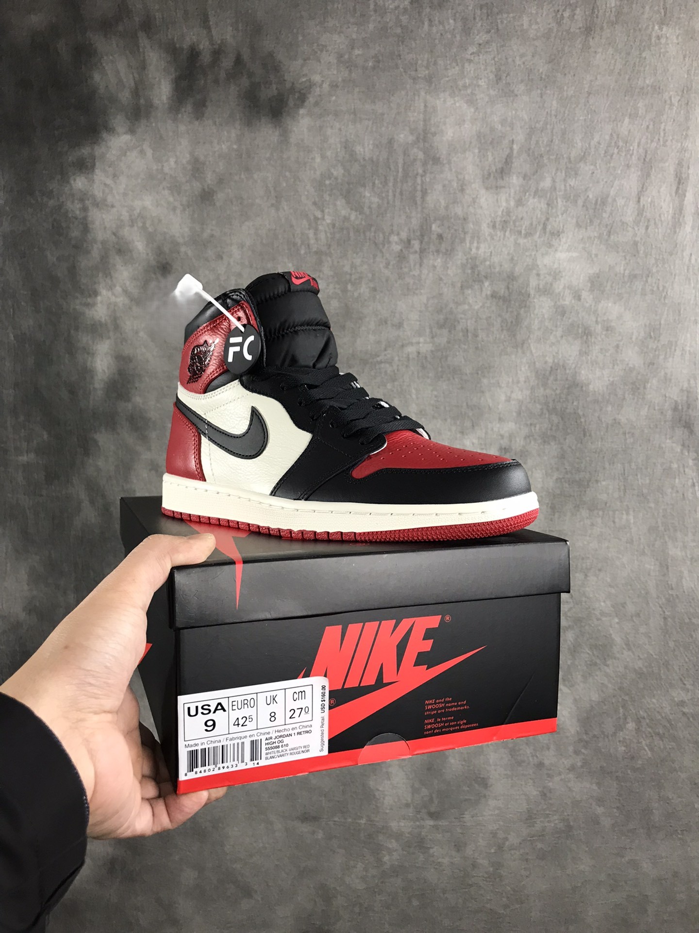 JORDAN 1 RETRO HIGH Bred Toe - NeoLux
