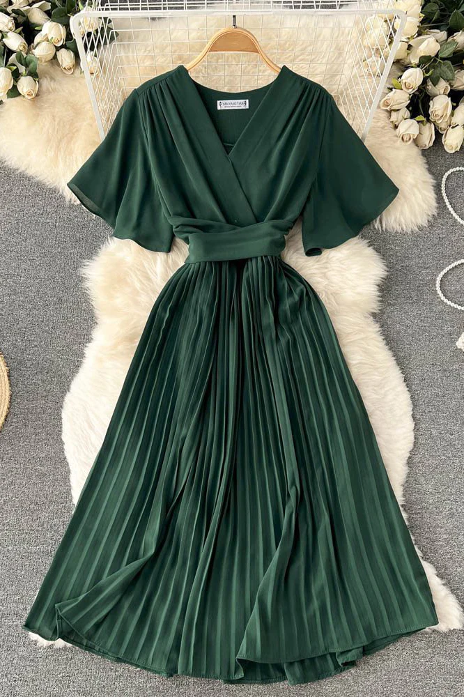 Fashion Women V-Neck Ruffle Maxi Dress