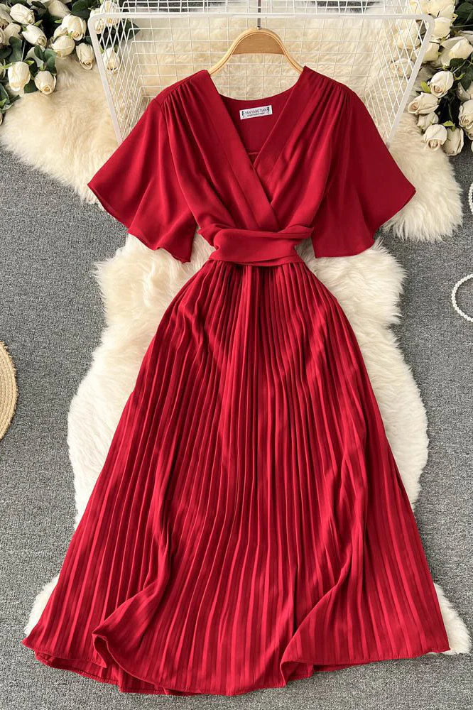 Fashion Women V-Neck Ruffle Maxi Dress