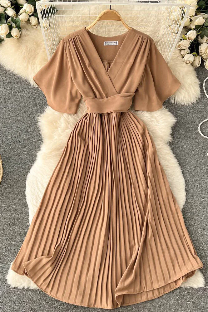 Fashion Women V-Neck Ruffle Maxi Dress