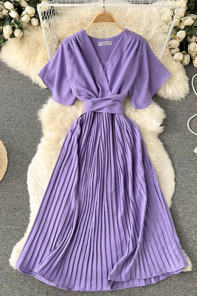 Fashion Women V-Neck Ruffle Maxi Dress