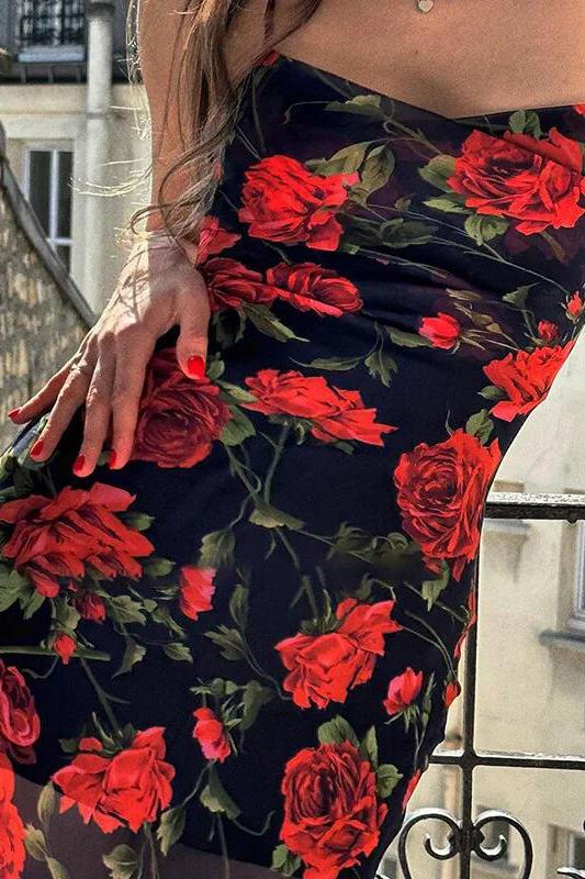 Flowers Print Spaghetti Strap Dresses Women Temperament Package Hip Bodycon Long Dress Fashion Sexy Backless Lady Slim Vestidos