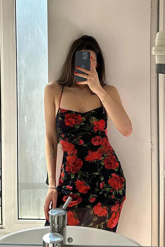 Flowers Print Spaghetti Strap Dresses Women Temperament Package Hip Bodycon Long Dress Fashion Sexy Backless Lady Slim Vestidos