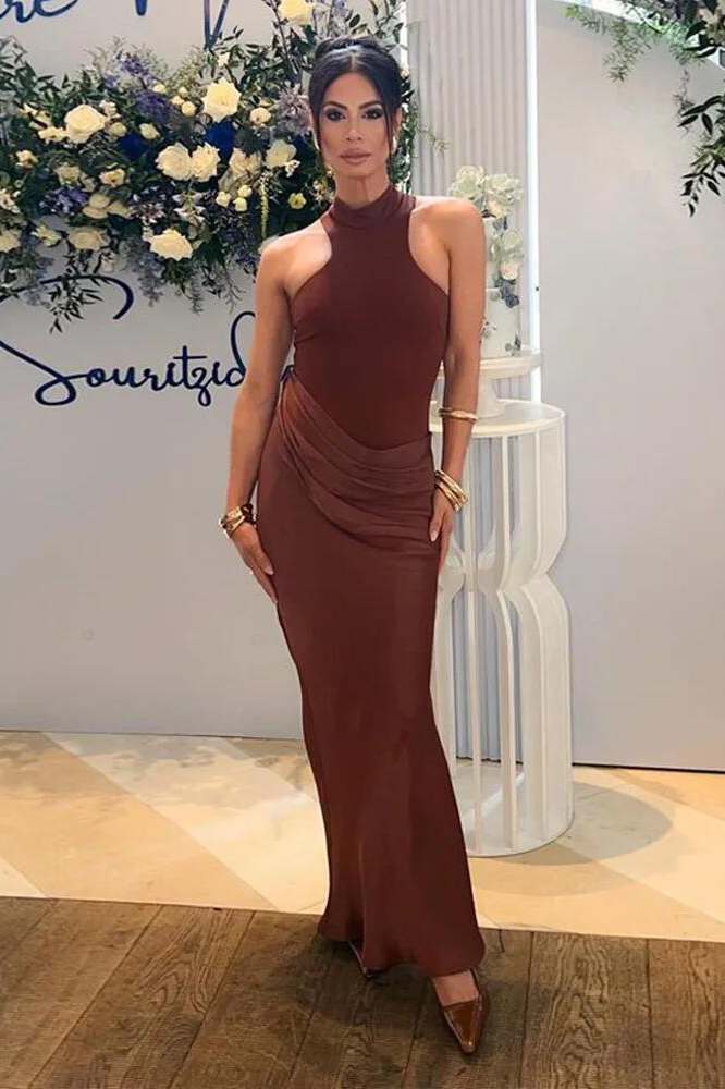 Satin Sexy Hollow Out Women Maxi Dress Black Sleeveless High Waist Dress Female Autumn Skinny Elegant Party Clubwear