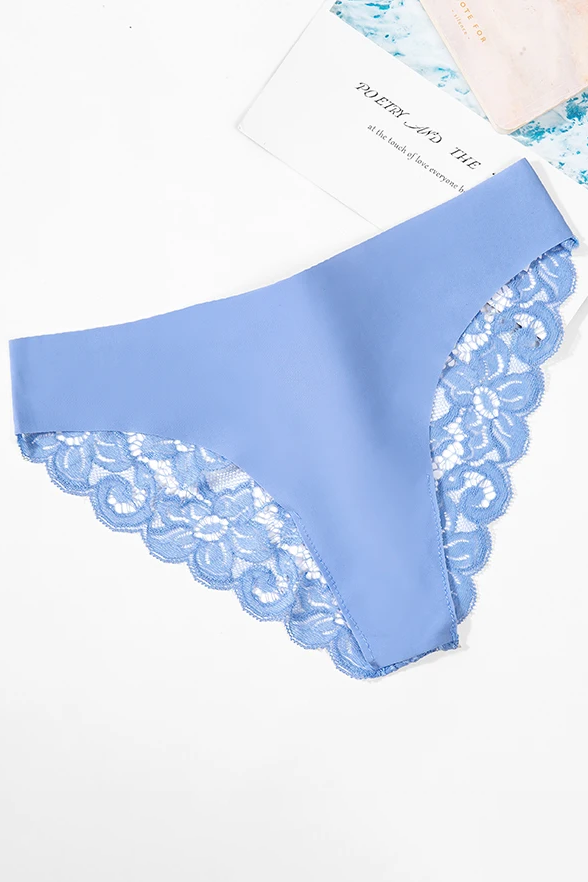 3PCS Women's Panties Set Sweet Lace Female Underwear Hollow Out Sexy Lingerie Soft Silk Satin Briefs Cozy Woman Underpants