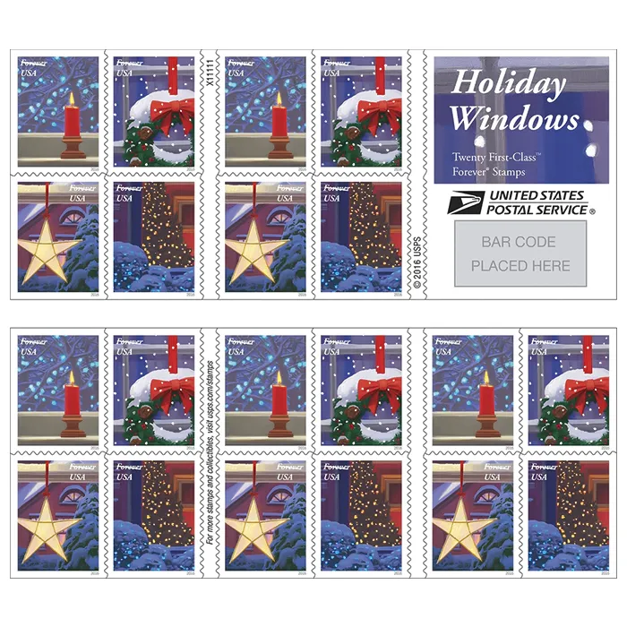 Holiday Windows Forever Stamps 2016