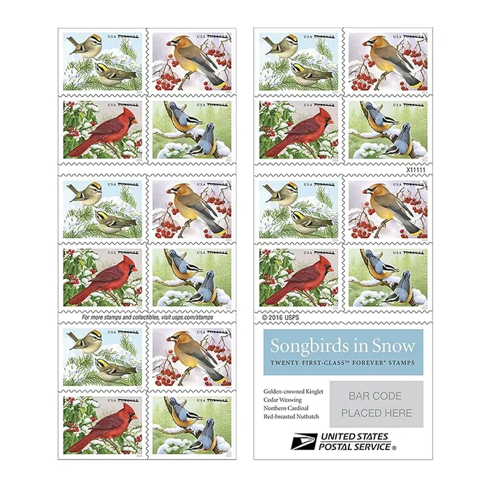 Songbirds in Snow Forever Stamps 2016