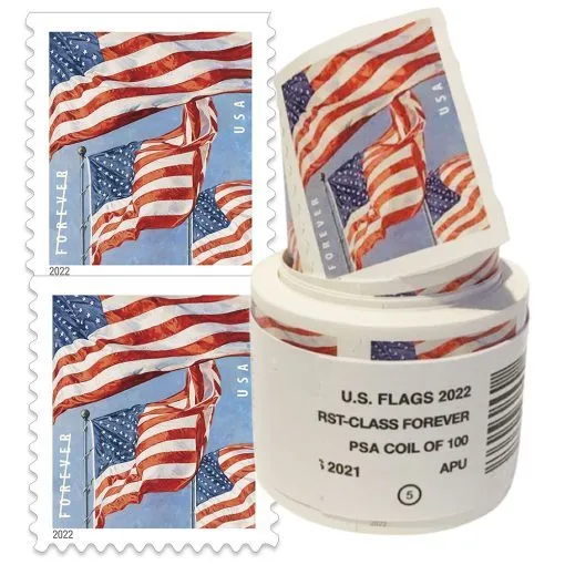 2022 U.S. Flag Stamps, 50 Rolls (5000 Pcs)