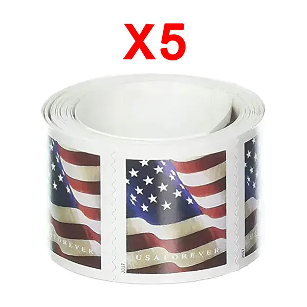 2017 U.S. Flag Stamps, 5 Rolls (500 Pcs)