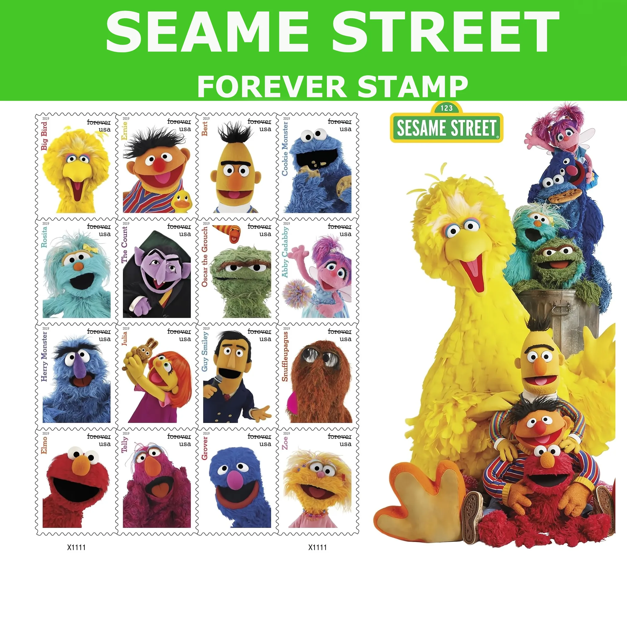 Sesame Street Forever Stamps 2019