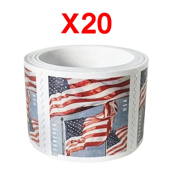 2022 U.S. Flag Stamps, 20 Rolls (2000 Pcs)