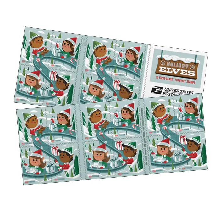 Holiday Elves Forever Stamps 2022