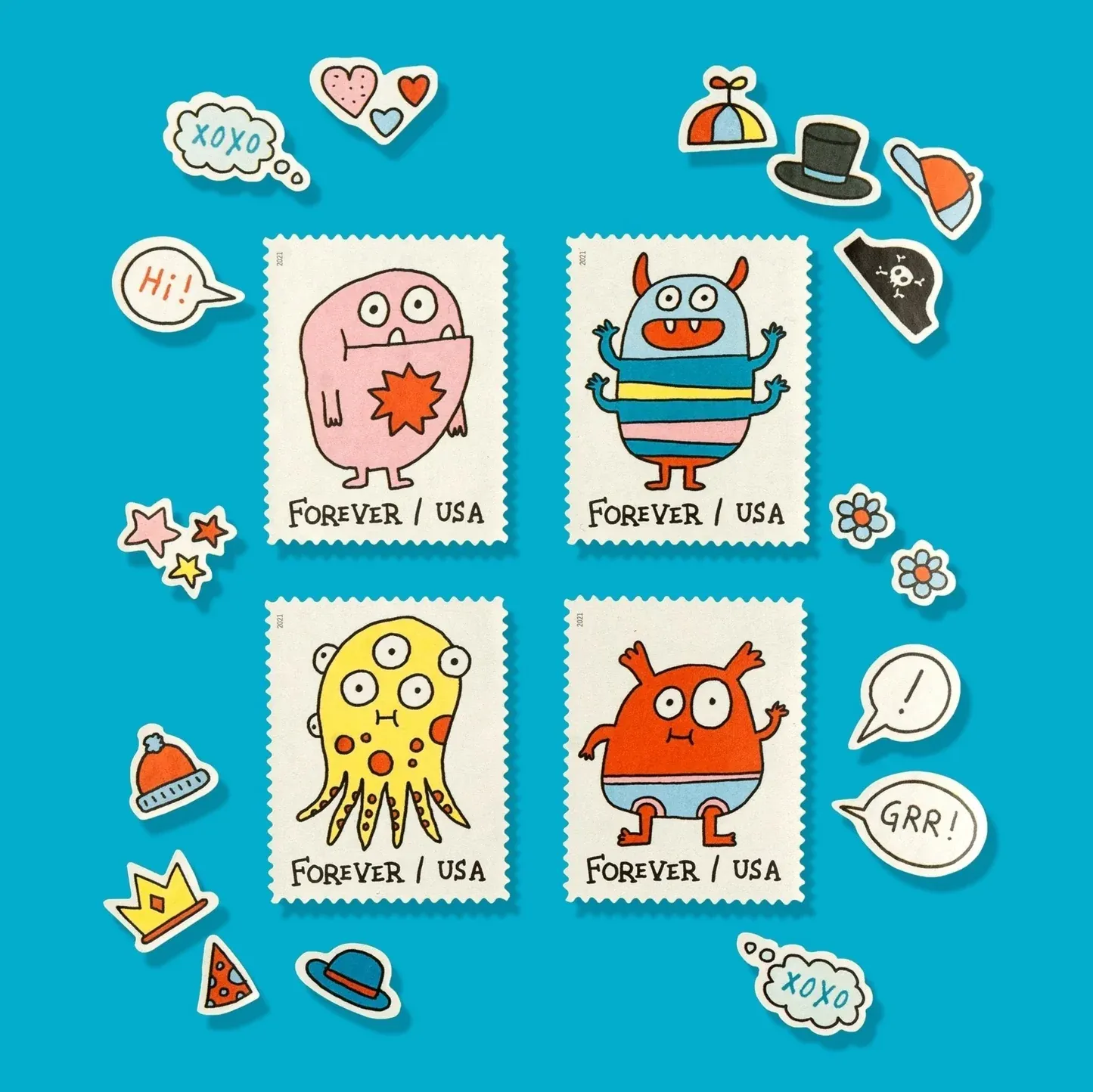 Message Monsters Forever Stamps 2021