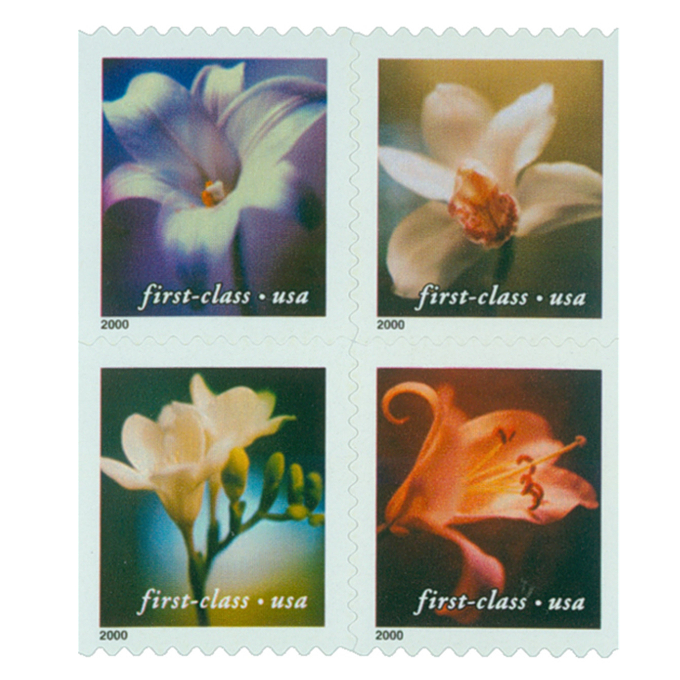 Self Adhesive Four Flowers First Class Stamps