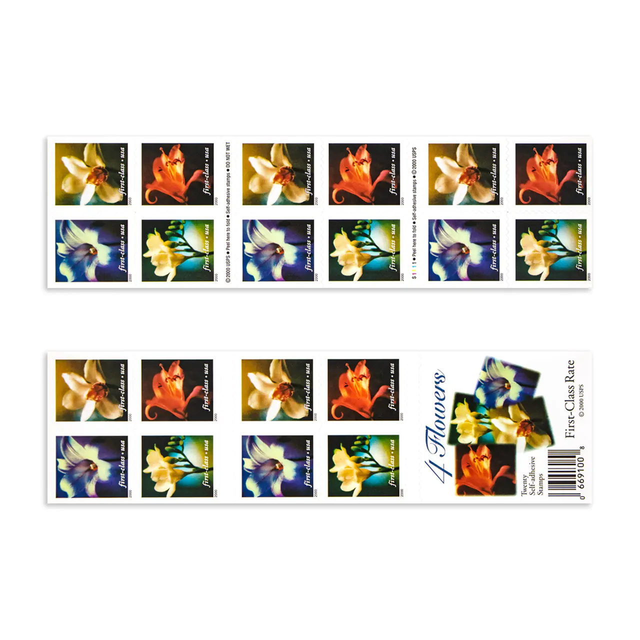 Self Adhesive Four Flowers First Class Stamps