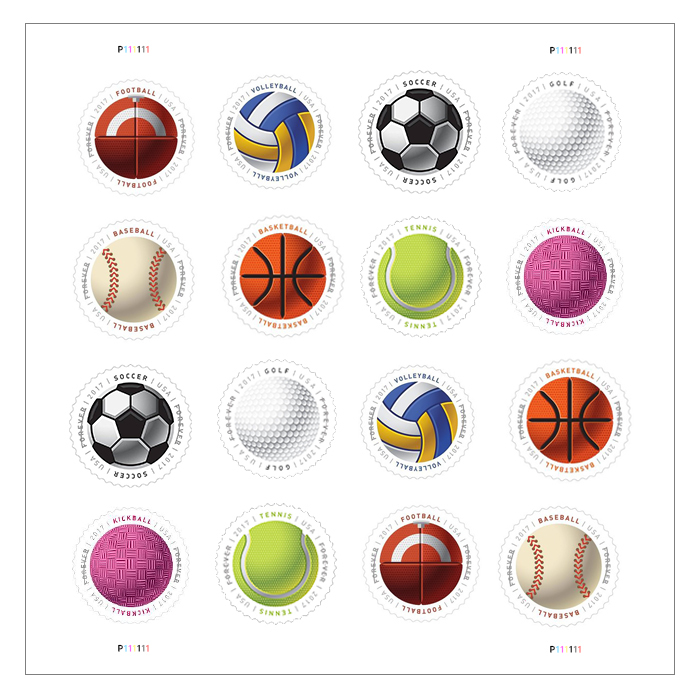 (2017) USPS Have a Ball! Baseball Basketball Vollyball Postage Stamps