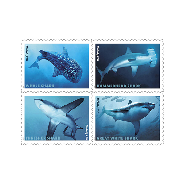 2017 USPS Shark First Class Forever Postage Stamps