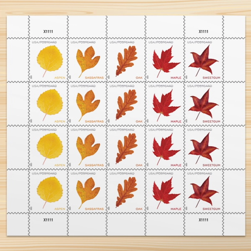Vibrant Leaves Postcard Stamps