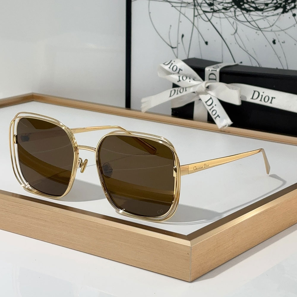 Dior Gold Metal Gold Frame Fashion sunglasses Top quality  (Perfect Replica）
