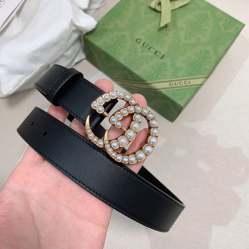 Gucci Cowhide Belt with Pearls 30MM