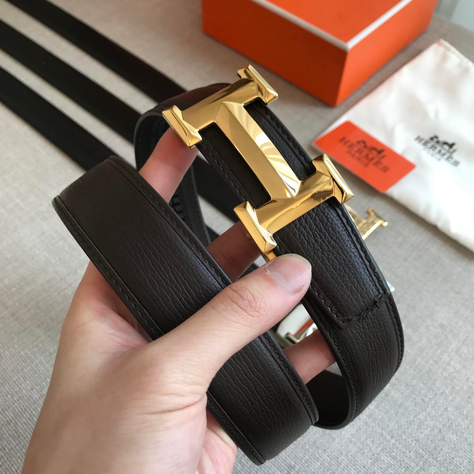 Hermes H Belt Buckle & Reversible Strap Black For Women, Women Belt 380MM