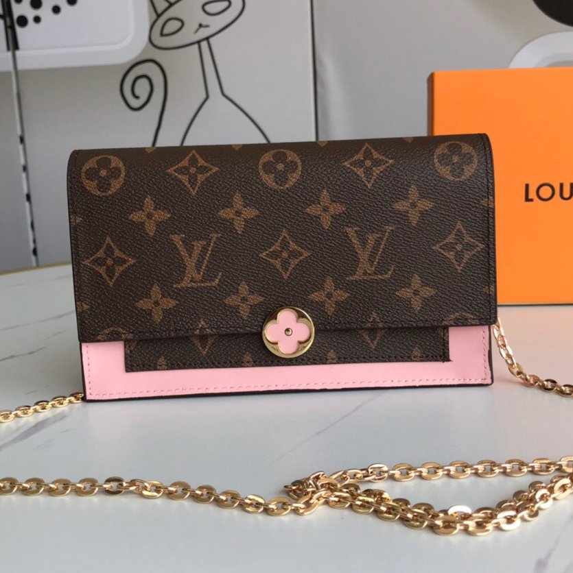 Louis Vuitton LV Flore Chain Wallet Purse Bag