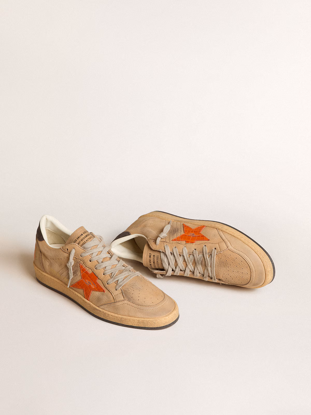 Golden Goose GGDB Ball Star in beige nubuck with croc-print leather star and nubuck heel tab