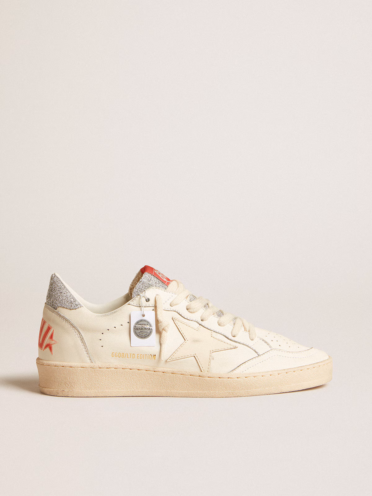 Golden Goose GGDB Men's Ball Star LTD in nappa with white star and Swarovski crystal heel tab