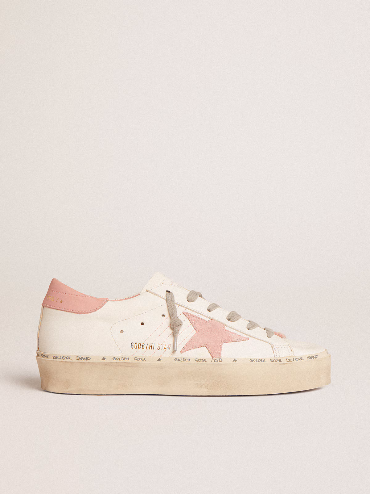 Golden Goose GGDB Hi Star with suede star and old rose leather heel tab