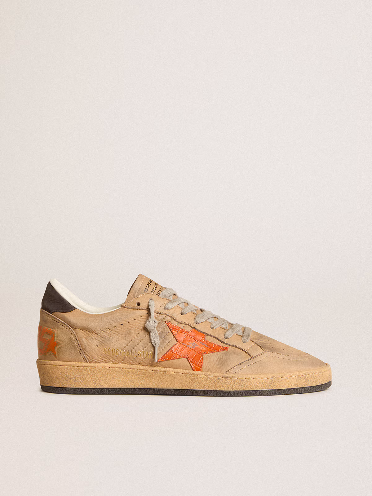Golden Goose GGDB Ball Star in beige nubuck with croc-print leather star and nubuck heel tab