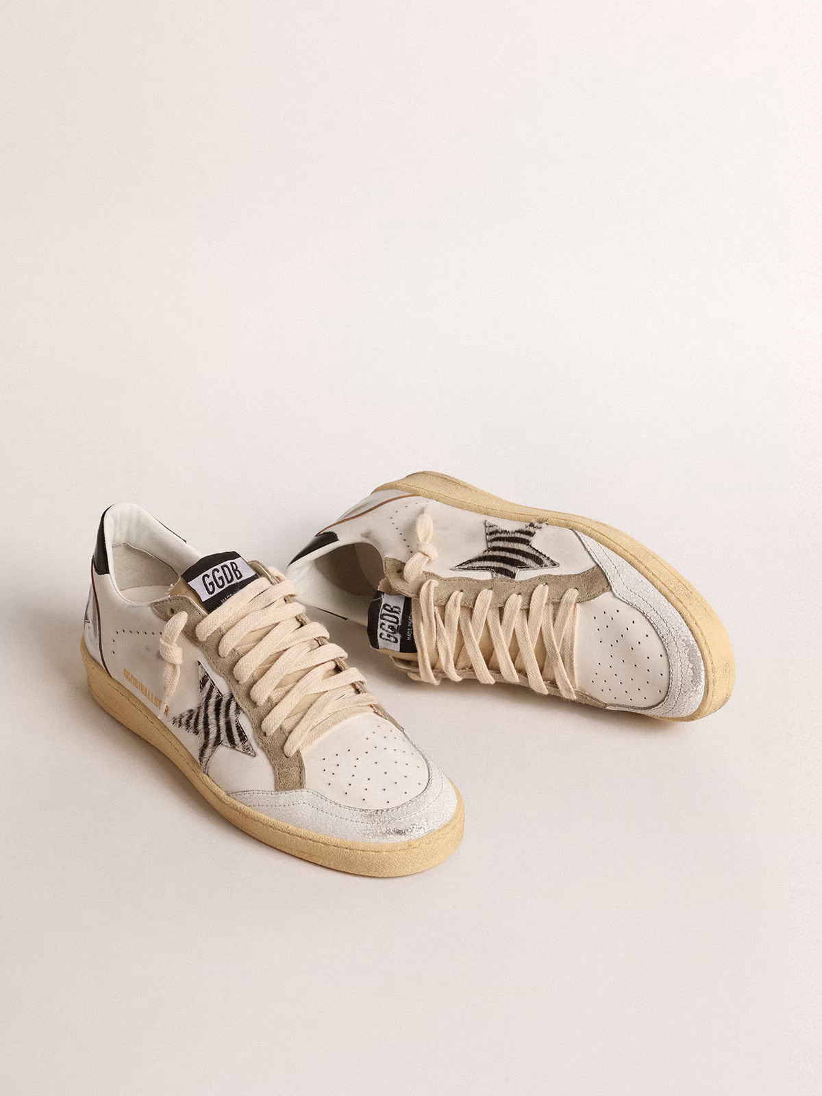 Golden Goose GGDB Ball Star LTD with zebra-print star and metallic leather insert
