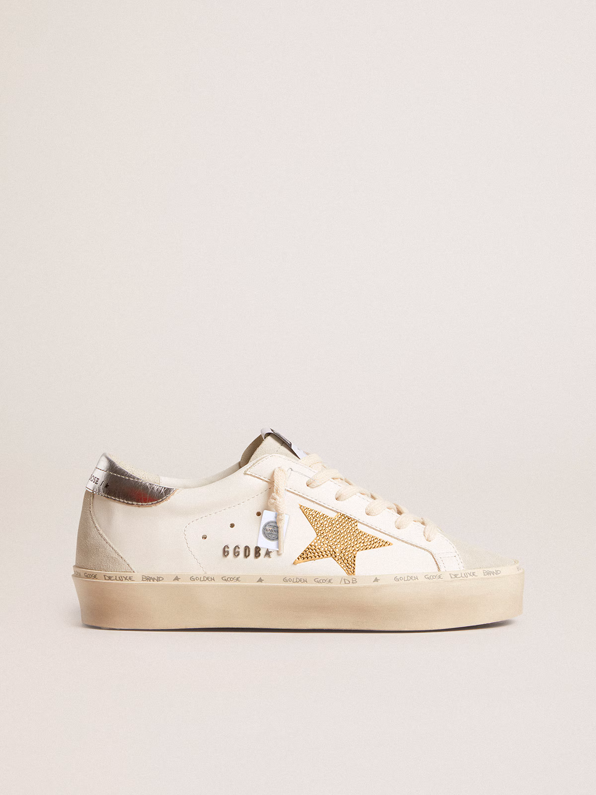 Golden Goose GGDB Hi Star with Swarovski crystal star and silver leather heel tab