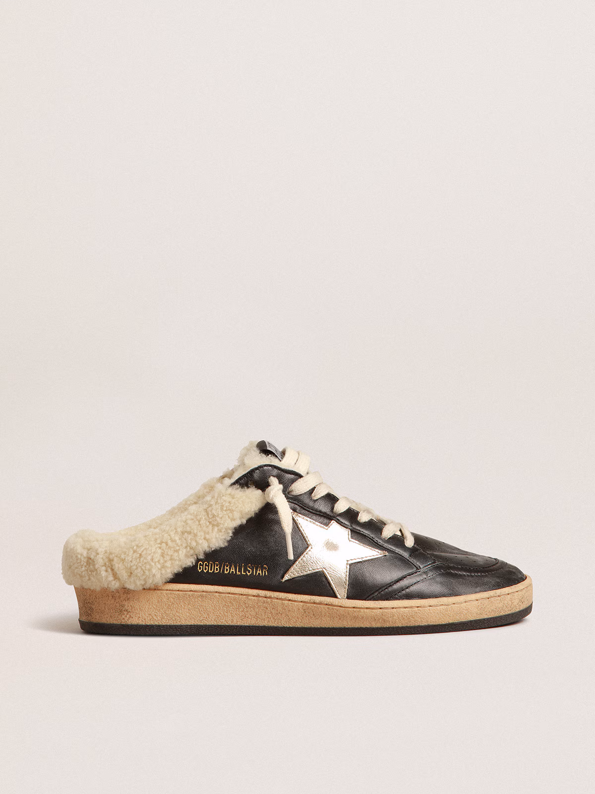 Golden Goose GGDB Women's Ball Star LTD in nappa with pink suede star and dove-gray inserts