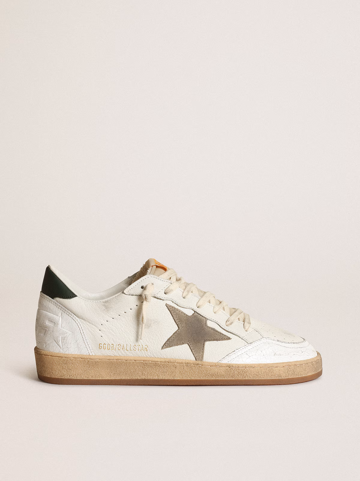 Golden Goose GGDB Men's Ball Star in white nappa with dove gray suede star