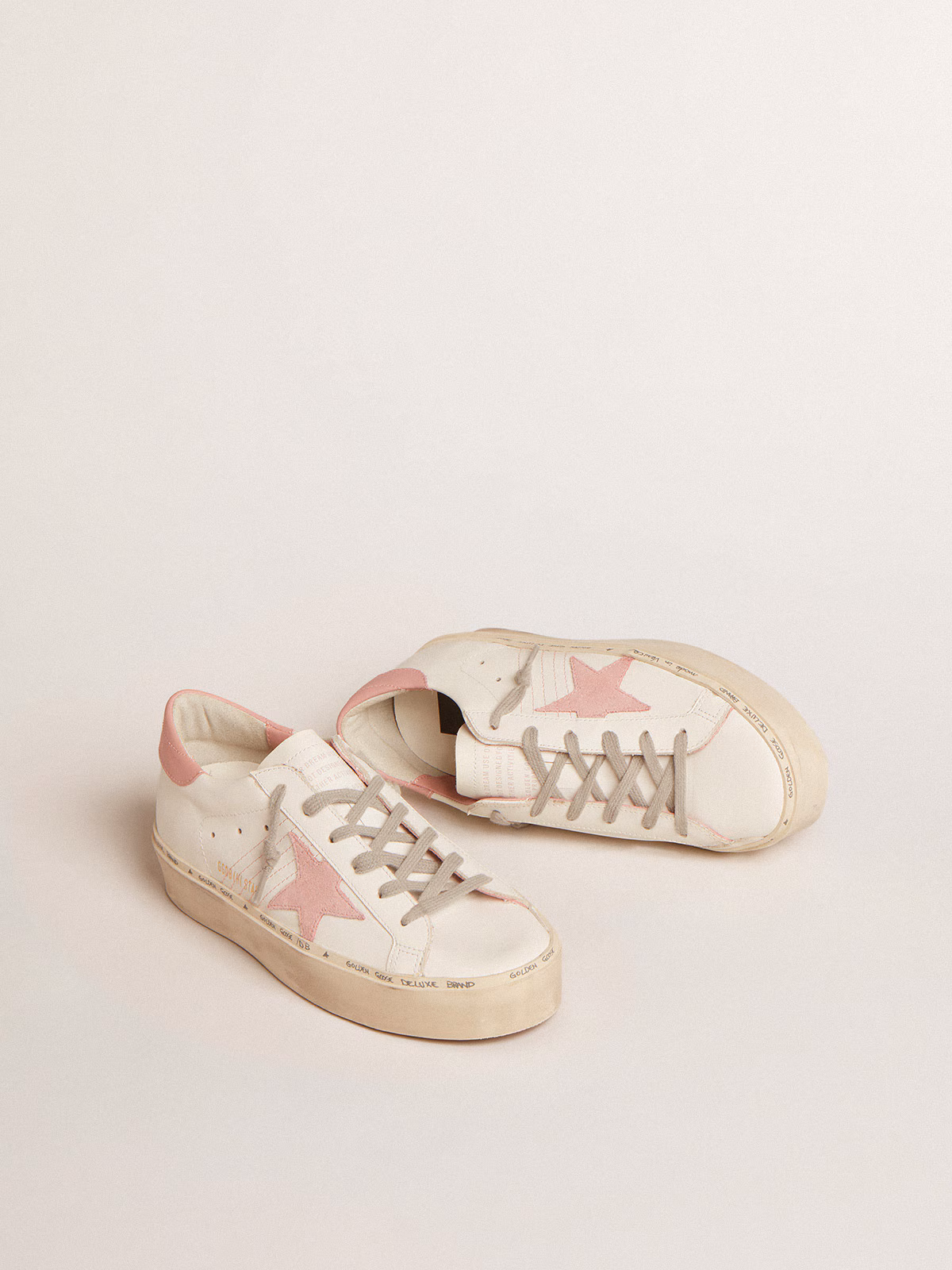 Golden Goose GGDB Hi Star with suede star and old rose leather heel tab