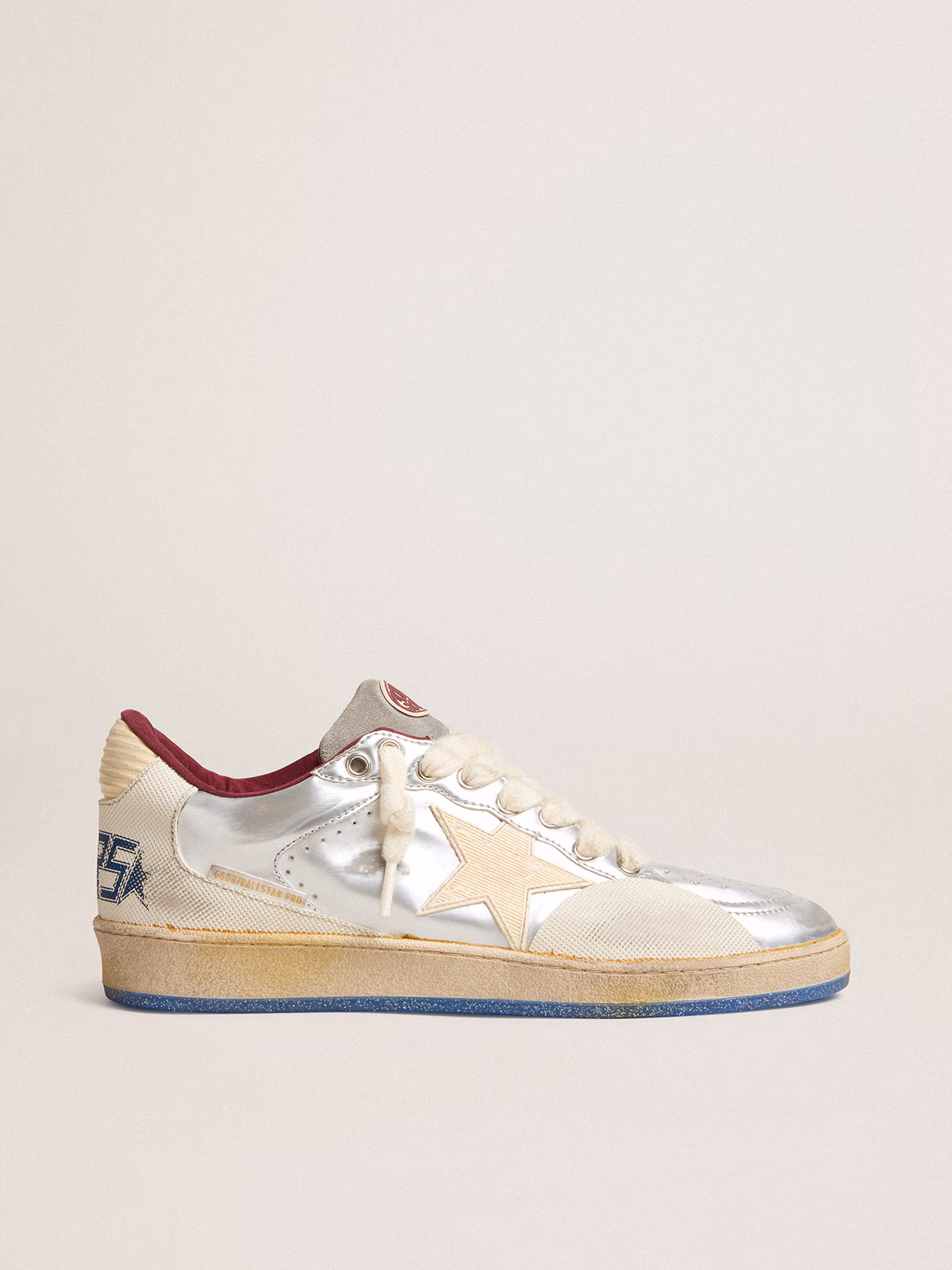 Golden Goose GGDB Ball Star with silver glitter star and pink glitter heel tab