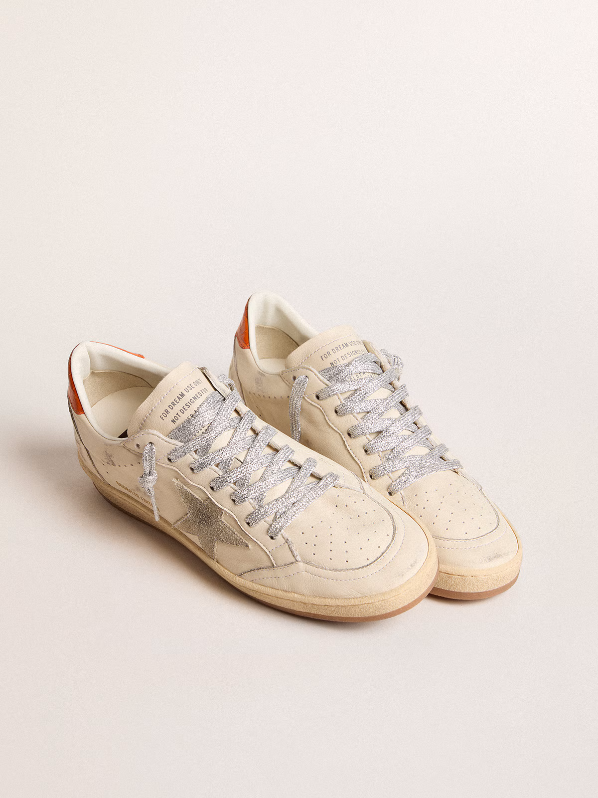 Golden Goose GGDB Ball Star LTD with ice-gray suede star and orange heel tab