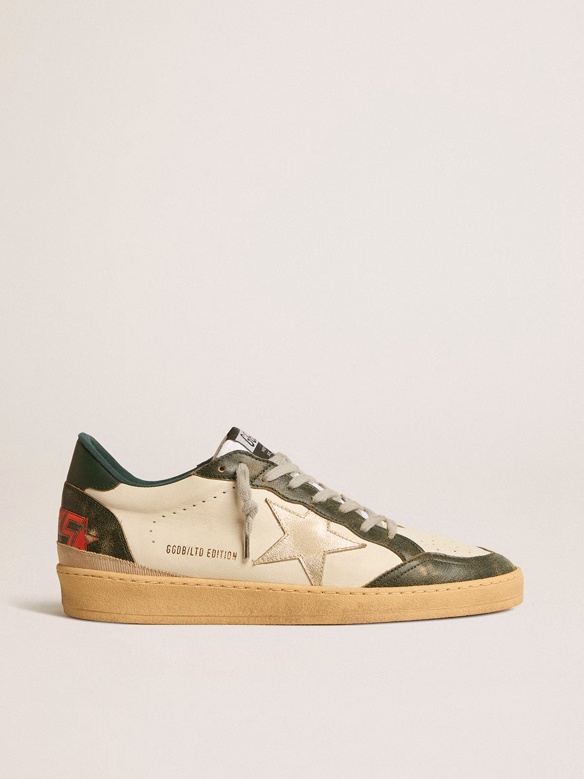 Golden Goose GGDB Ball Star LTD with platinum leather star and green leather heel tab