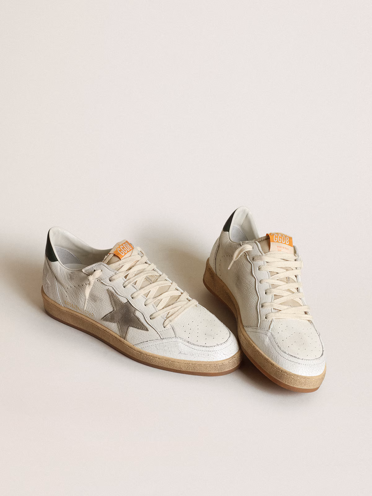 Golden Goose GGDB Men's Ball Star in white nappa with dove gray suede star