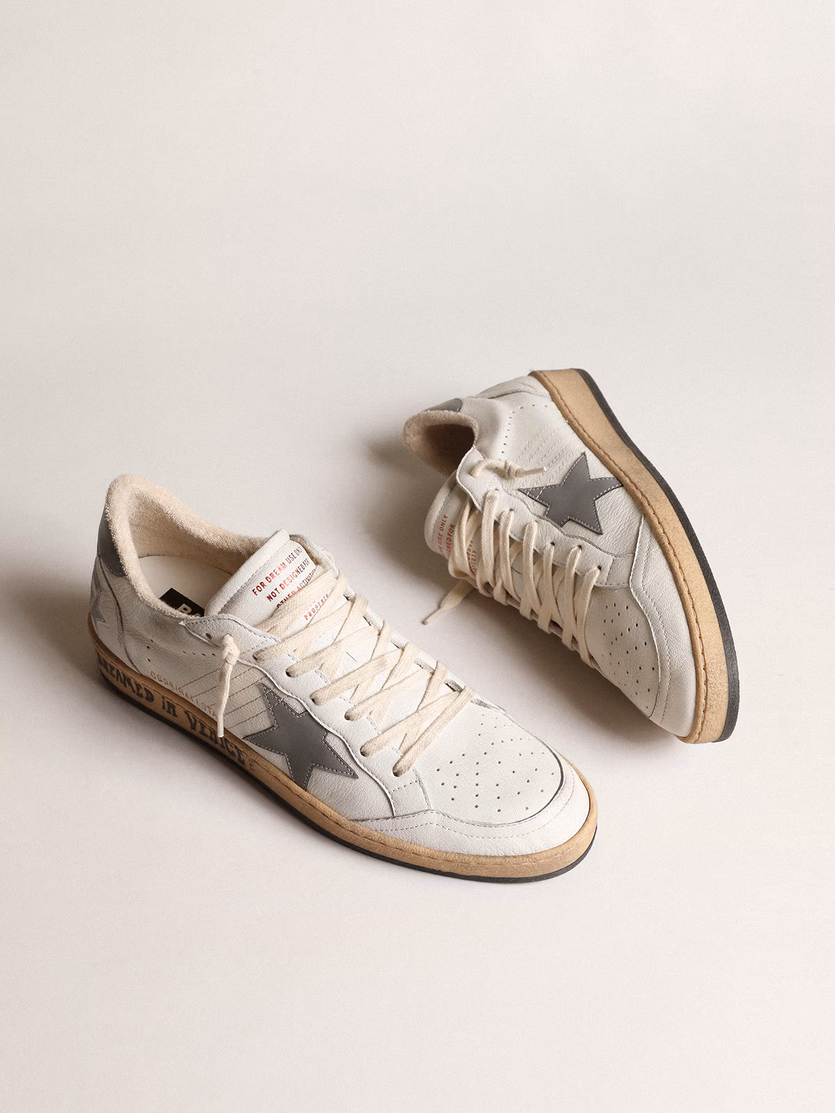Golden Goose GGDB Ball Star in nappa with gray reflective nylon star and heel tab