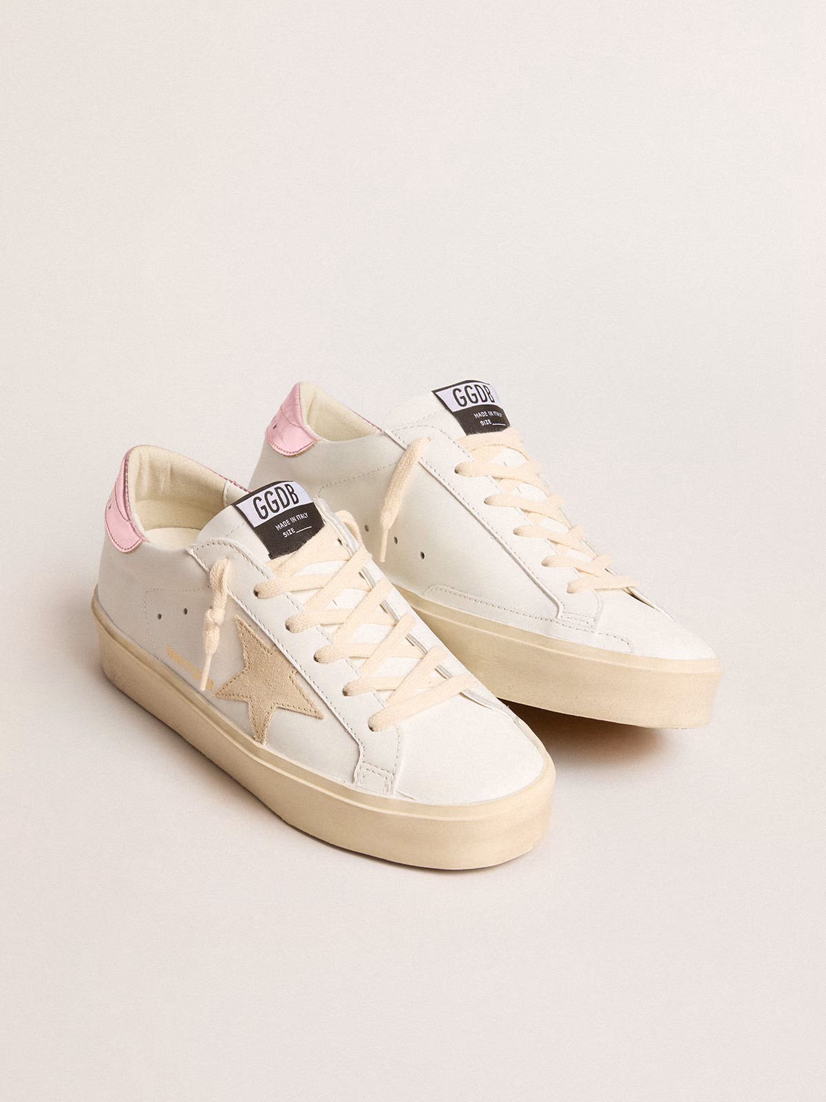 Golden Goose GGDB Women's Hi Star LTD with pearl suede star and metallic leather heel tab
