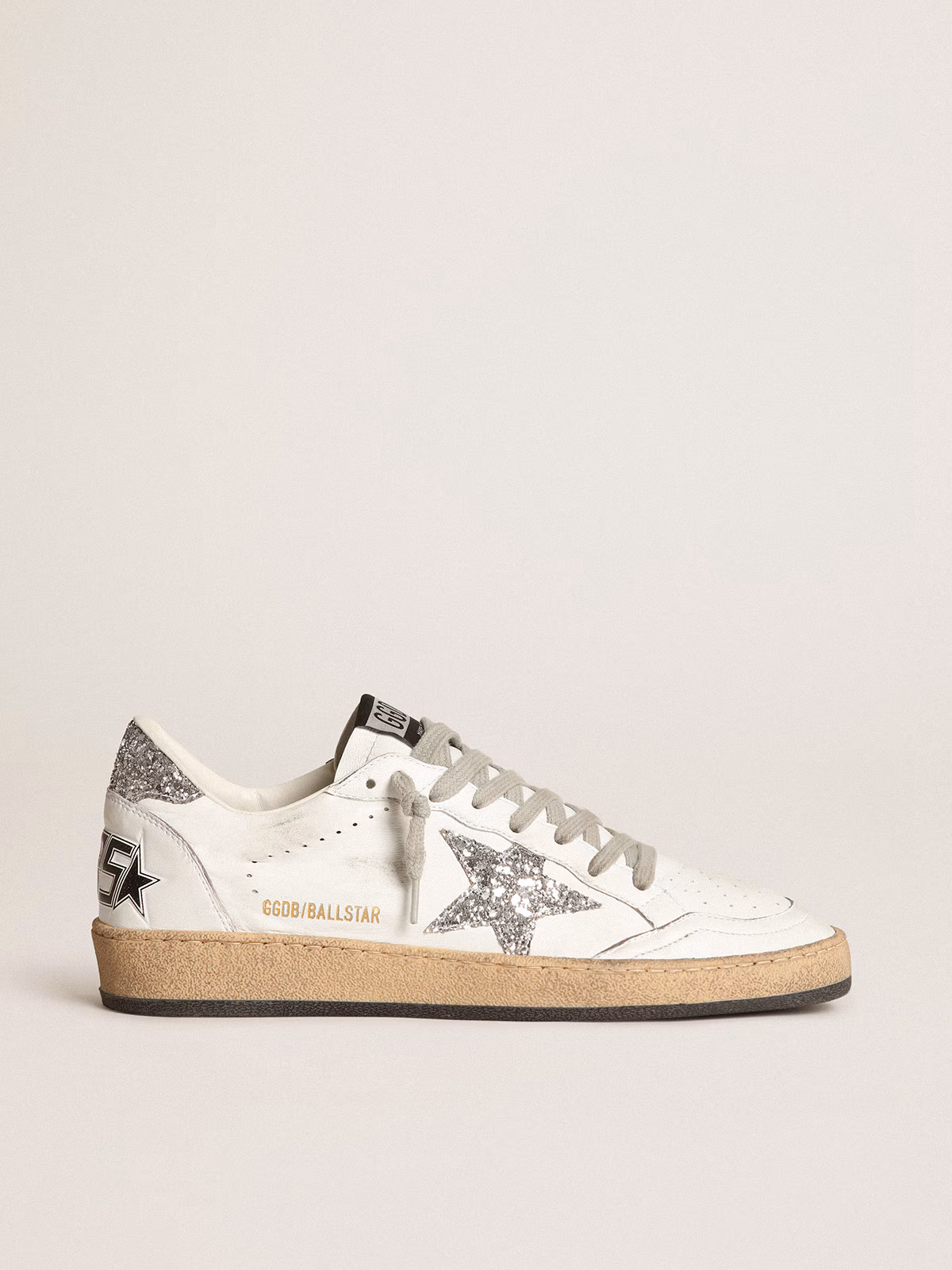 Golden Goose GGDB Women's Ball Star in nappa with white star and glitter heel tab