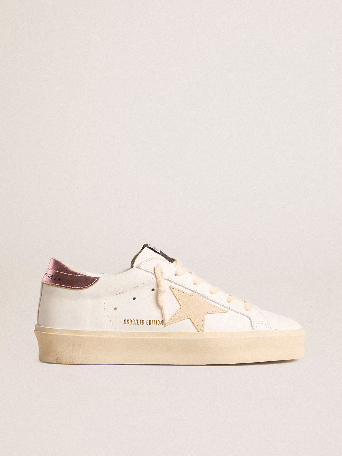 Golden Goose GGDB Women's Hi Star LTD with pearl suede star and metallic leather heel tab