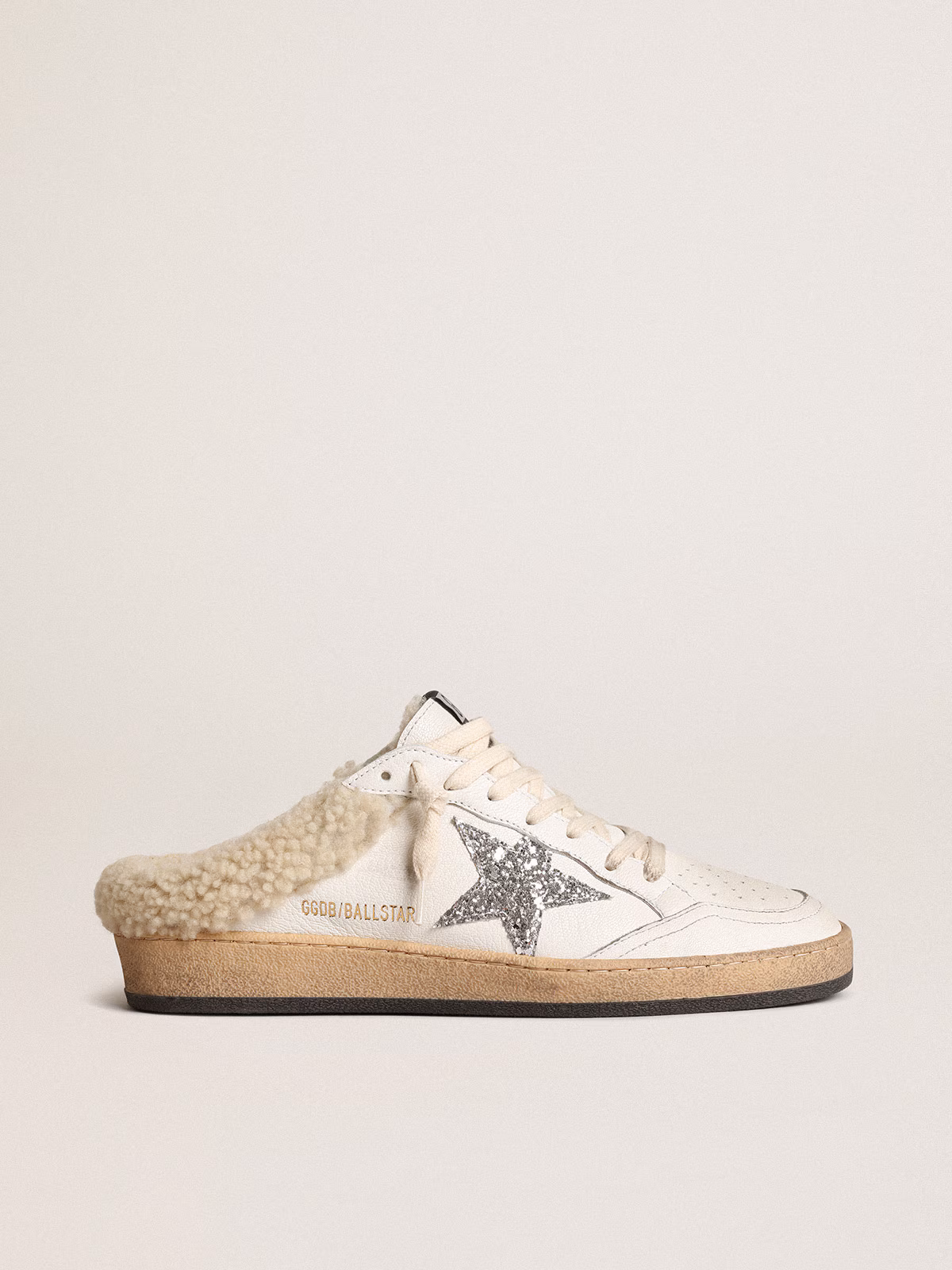 Golden Goose GGDB White Ball Star with a Swarovski crystal star and heel tab
