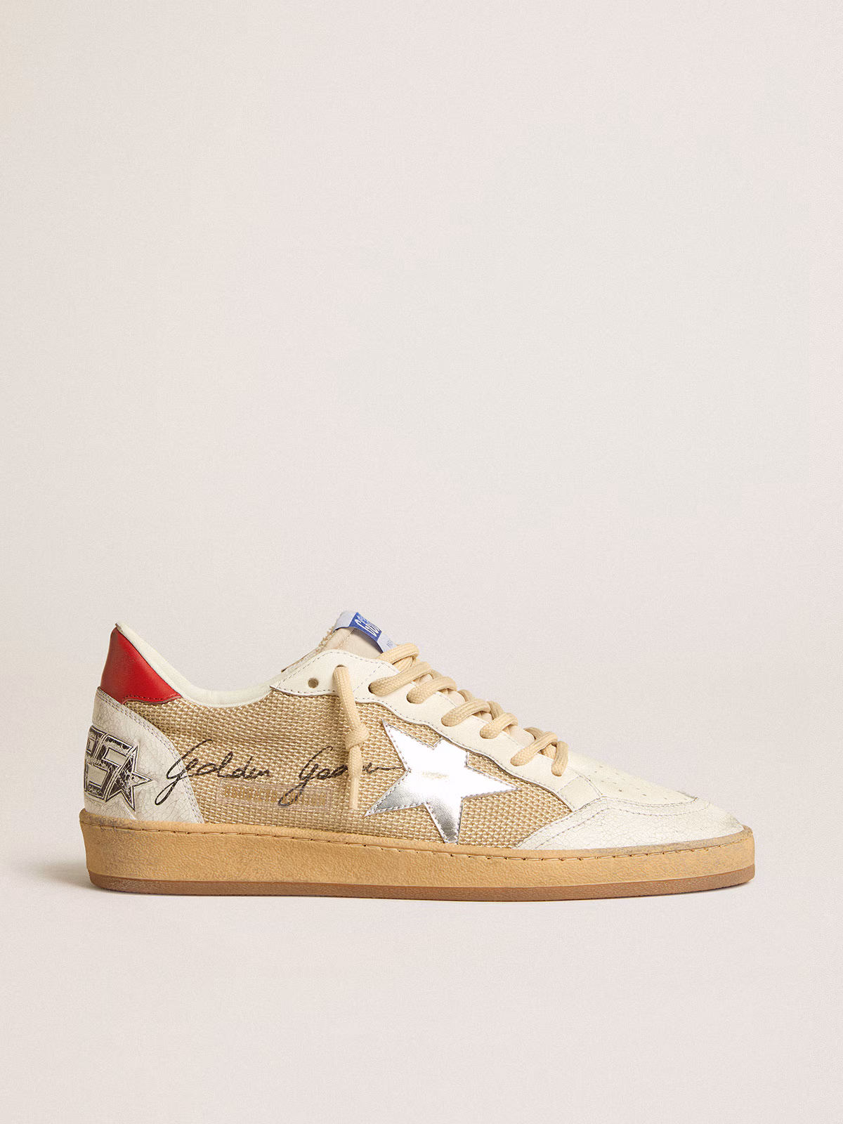 Golden Goose GGDB Ball Star LTD in mesh with metallic leather star and red heel tab