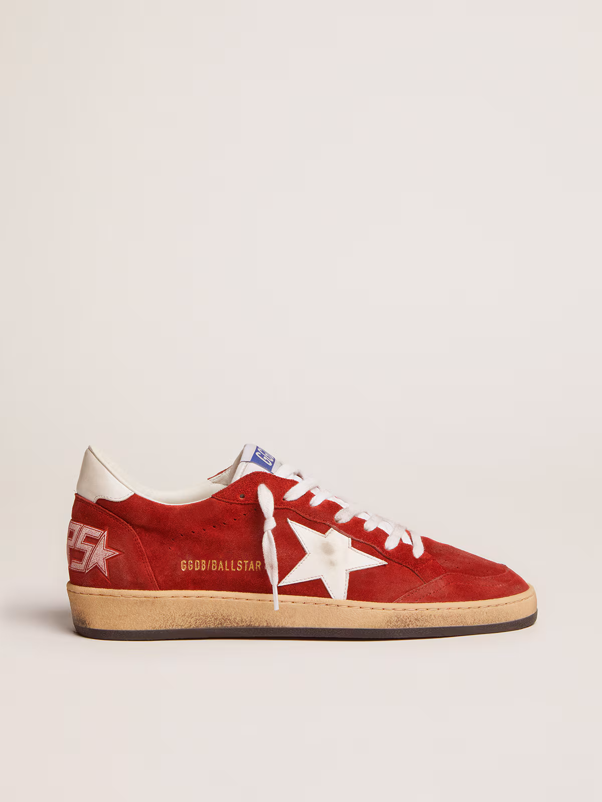 Golden Goose GGDB Men's Ball Star in dark red suede with white star and heel tab