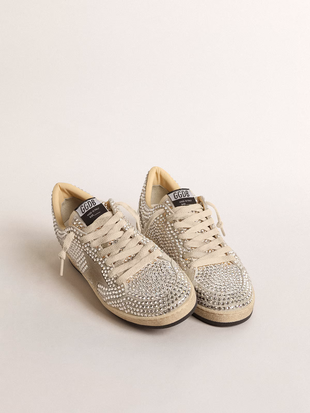 Golden Goose GGDB Ball Star in honey suede with silver leather star and heel tab
