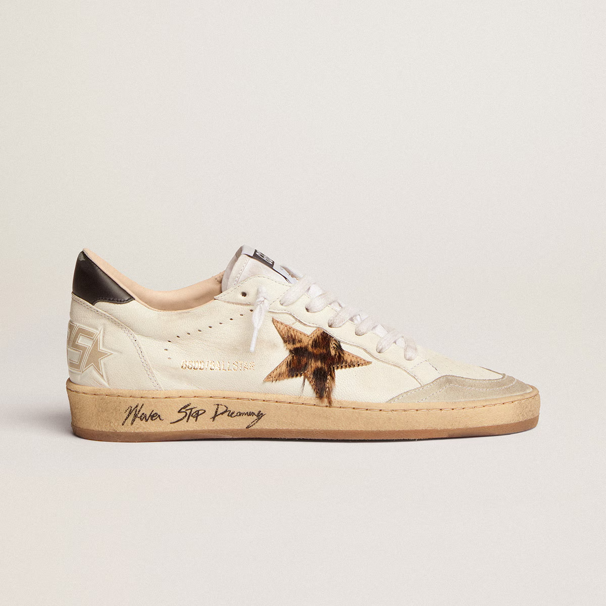 Golden Goose GGDB Women's Ball Star with leopard print pony skin star and black heel tab