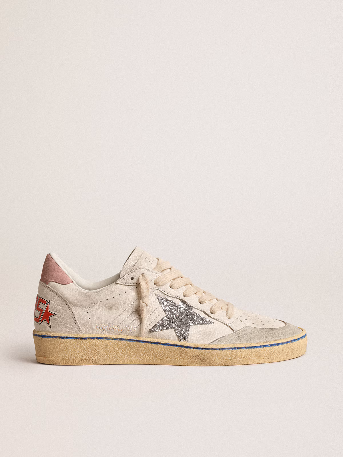 Golden Goose GGDB Ball Star LTD with glitter star and pink suede heel tab