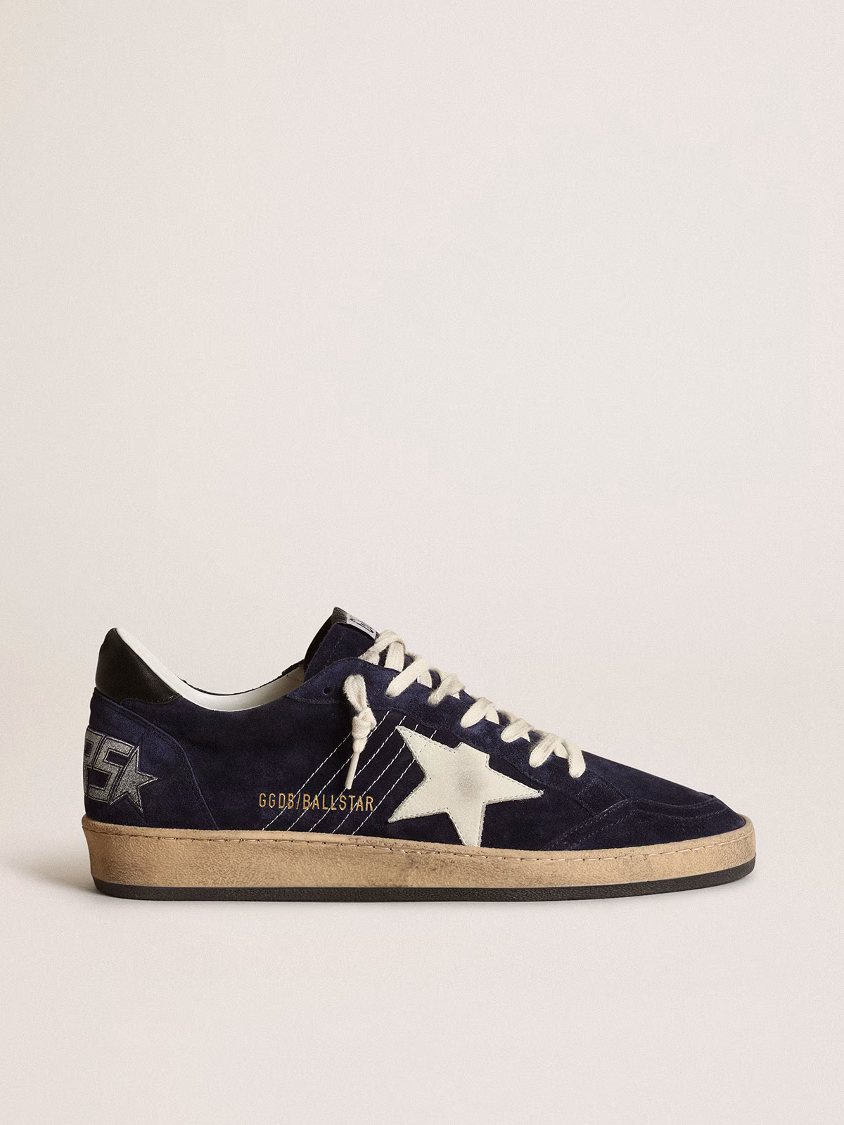 Golden Goose GGDB Men's Ball Star in dark blue suede with white nubuck star